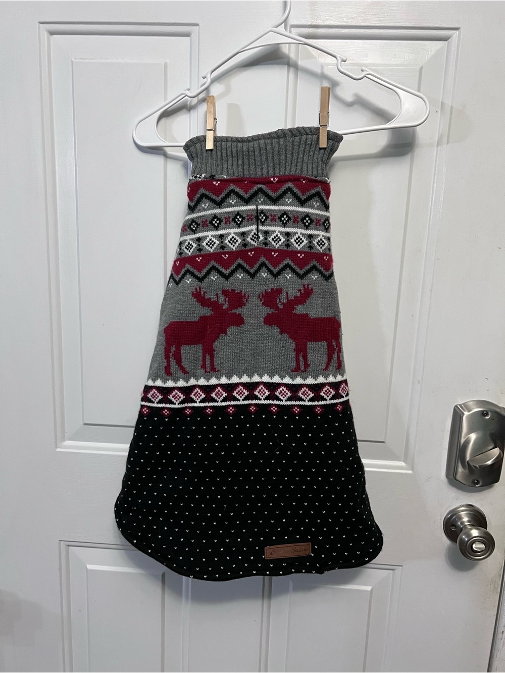 Eddie Bauer PET Dog Sweater XL Reindeer Fair Isle Christmas Nordic Gray Red